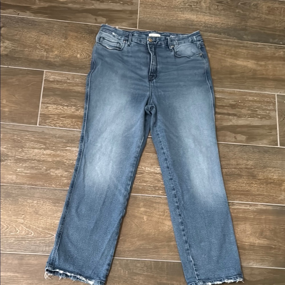 Good American Blue Cropped Ankle Jeans